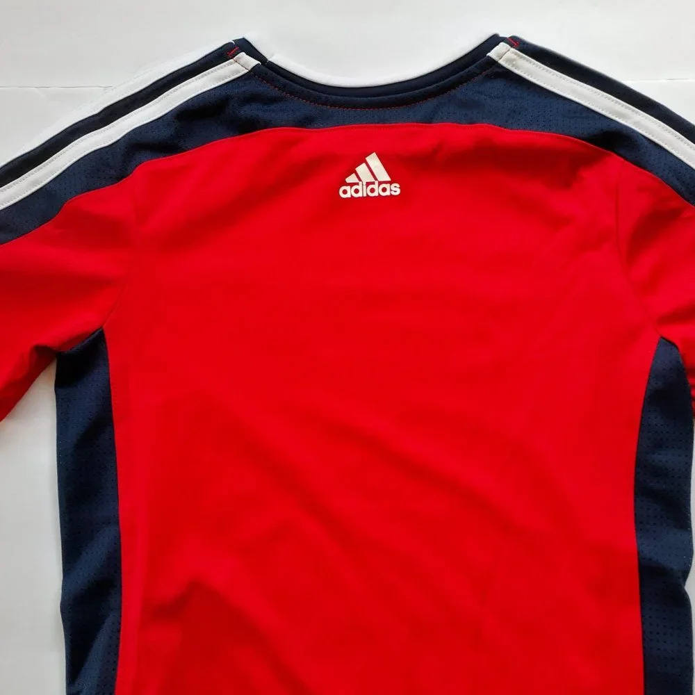 Adidas Boys T-Shirt Red Blue Climacool Active Short Sleeve Size 5
